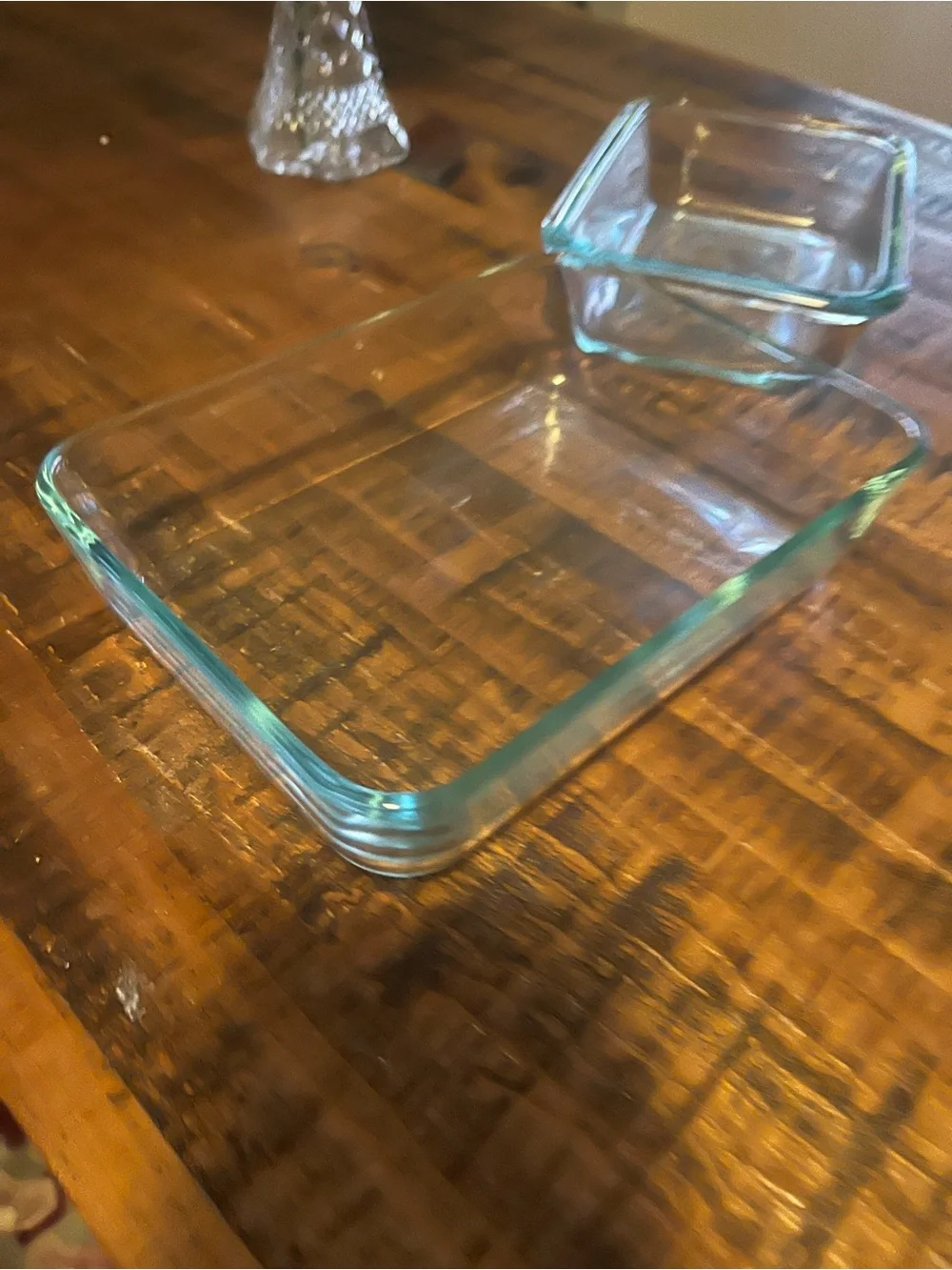 Pyrex Embossed Glass Marking with Gold Hue